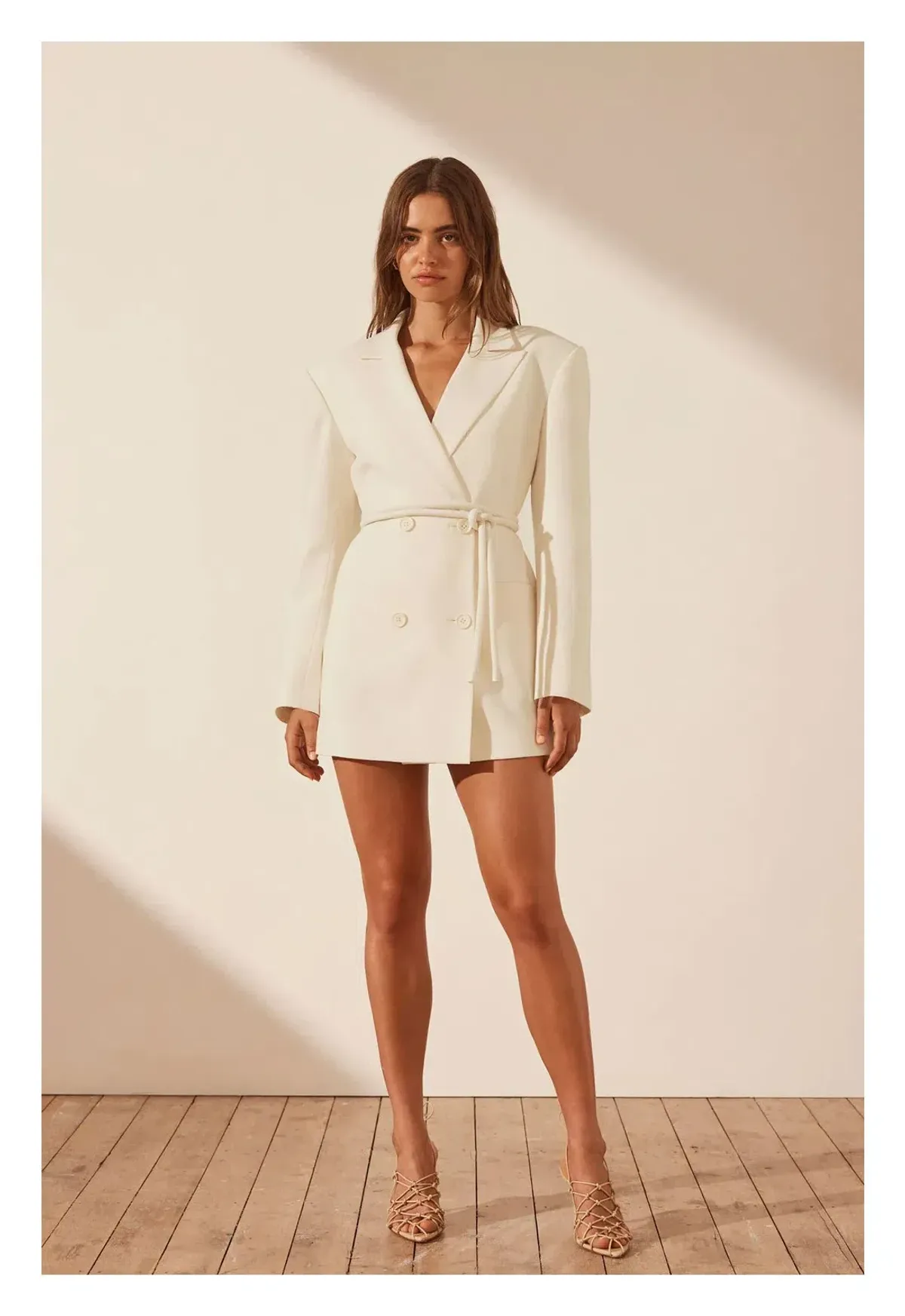 Shona Joy Amura Blazer Dress with Belt Cream Size 8 for rent on The Volte - main image