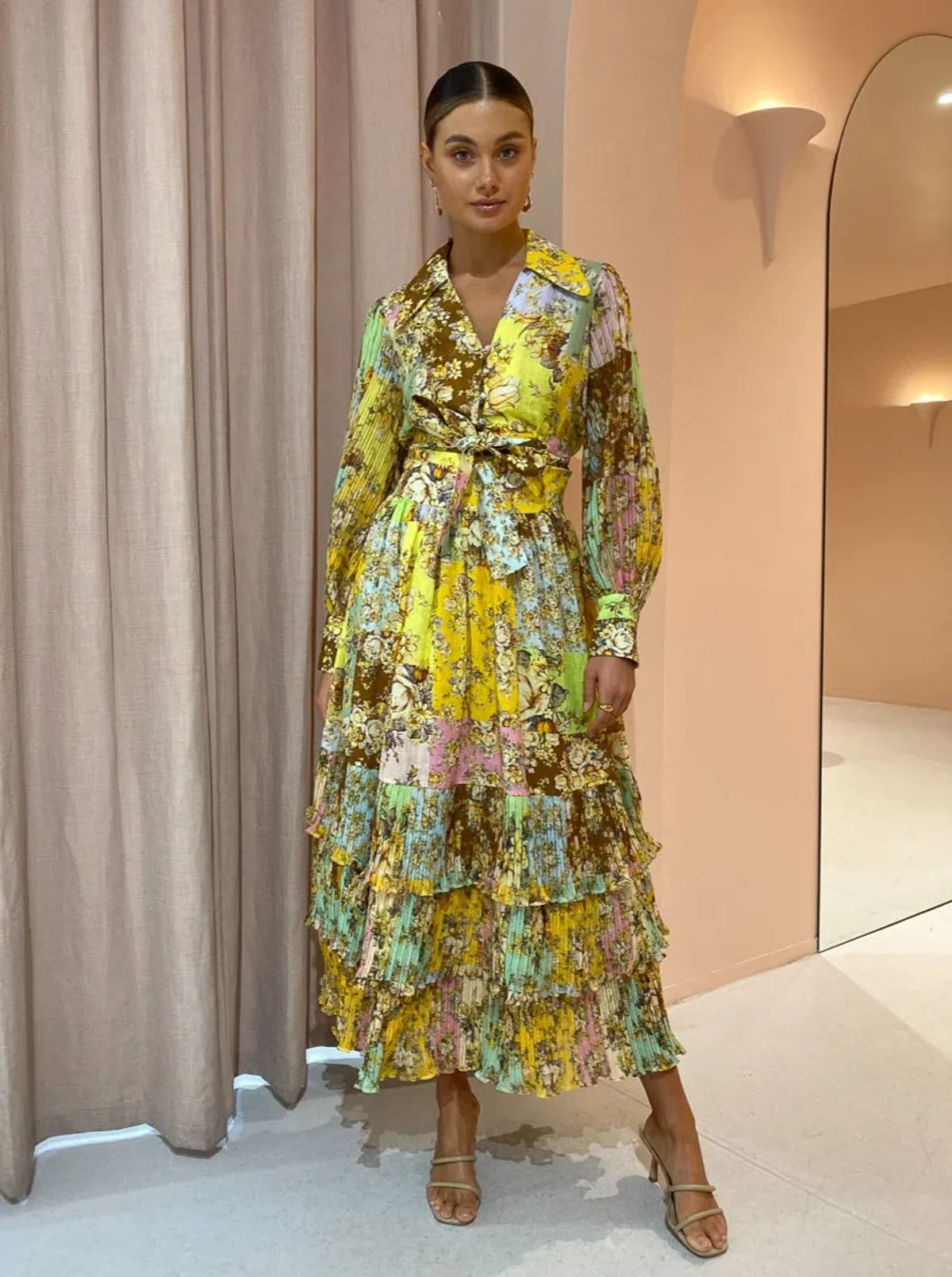 Alemais Matilde Pleat Skirt Multi Size 10 for rent on The Volte - main image