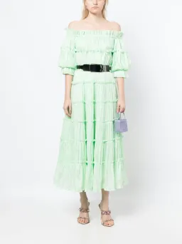 Leo Lin Rue Off Shoulder Tiered Dress Mint Size 12 for rent on The Volte - image 1