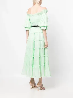 Leo Lin Rue Off Shoulder Tiered Dress Mint Size 12 for rent on The Volte - image 2