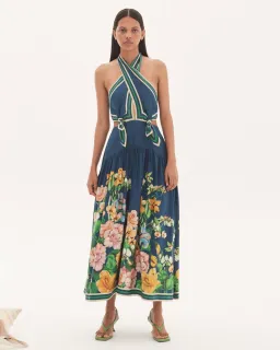 Alemais Lyla Halter Midi Dress Blue Size 8 for rent on The Volte - image 1