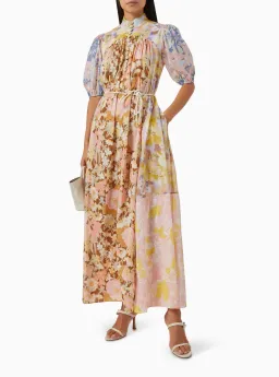 Zimmermann Pop Puff Sleeve Maxi Dress Spliced Size 12 for rent on The Volte - image 1