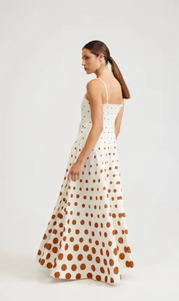 Aston Studio Rue Maxi Dress in Milk/Cigar Dot Size 10 for rent on The Volte - image 3