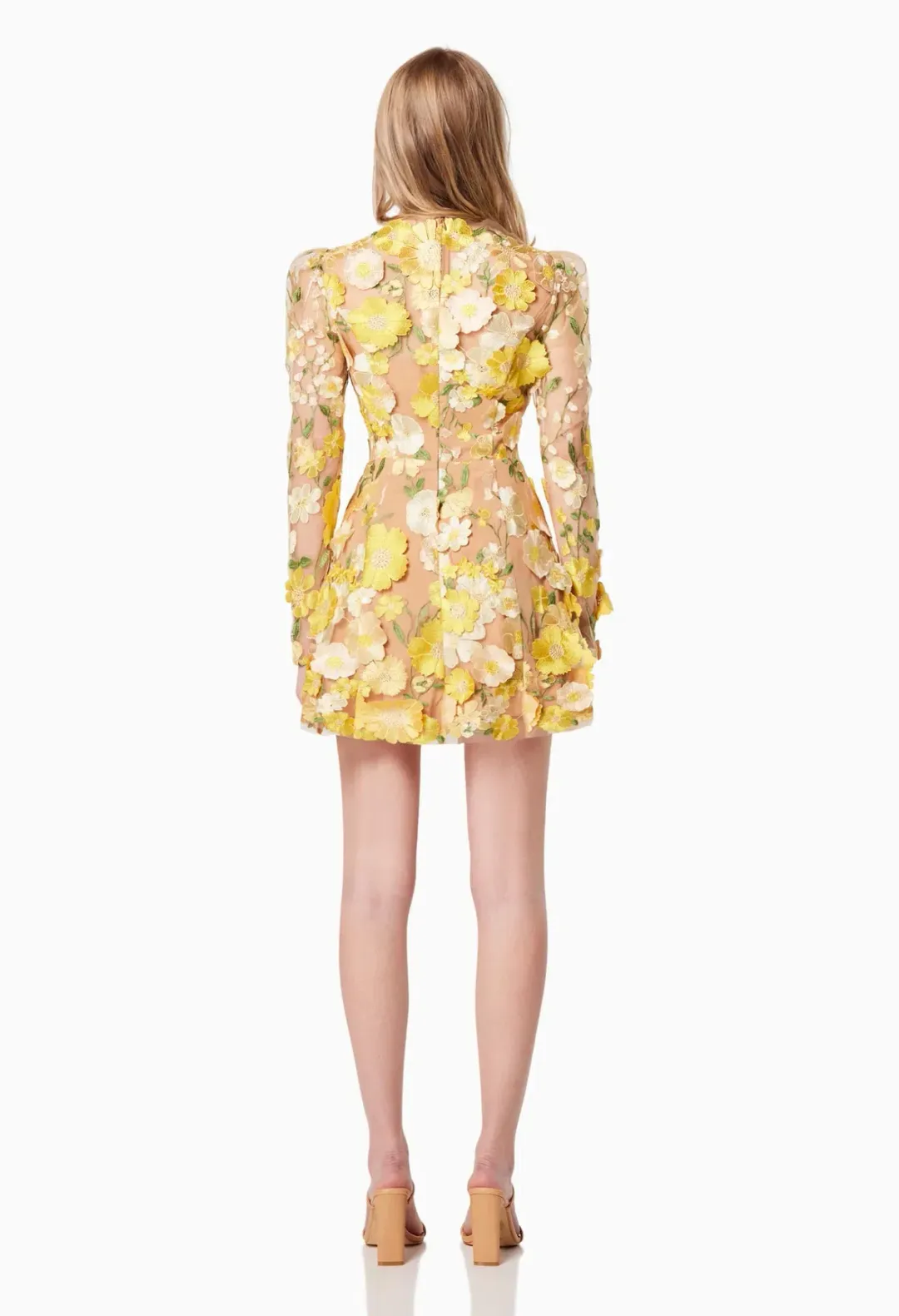 Elliatt Goldenvoice 3D Floral Mini Dress Yellow Size L / AU 12 for rent on The Volte - main image