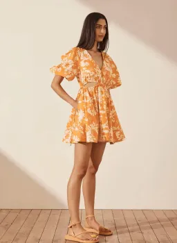 Shona Joy Mirella Mini Dress Orange Floral Size 8 for rent on The Volte - image 2