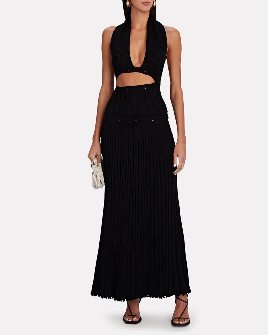 Christopher Esber Deconstruct Cut-Out Halter Maxi Dress Black Size 10 for rent on The Volte - main image