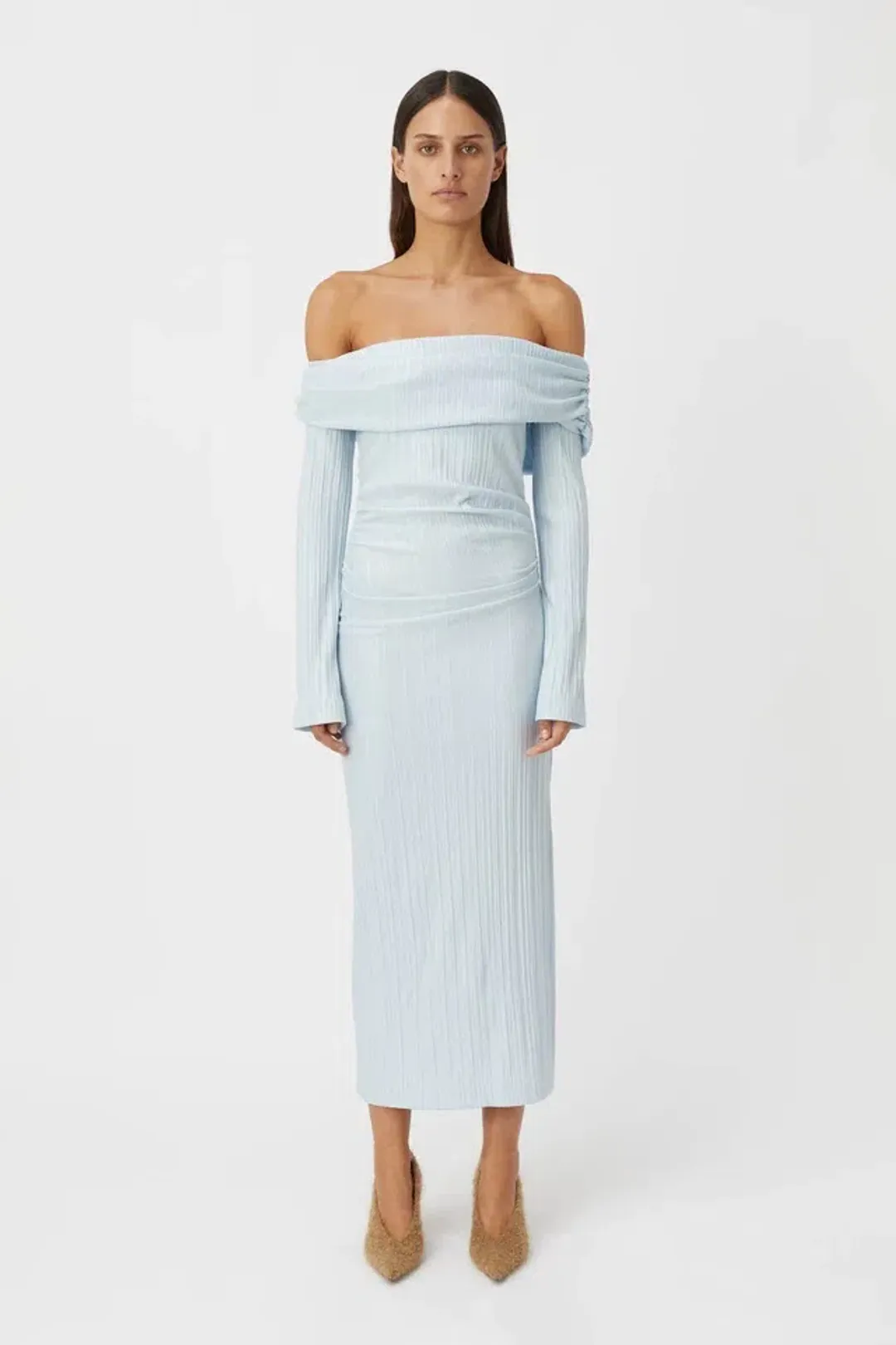 Camilla and Marc Shaw Midi Dress in Sky Blue Size 6 for rent on The Volte - main image
