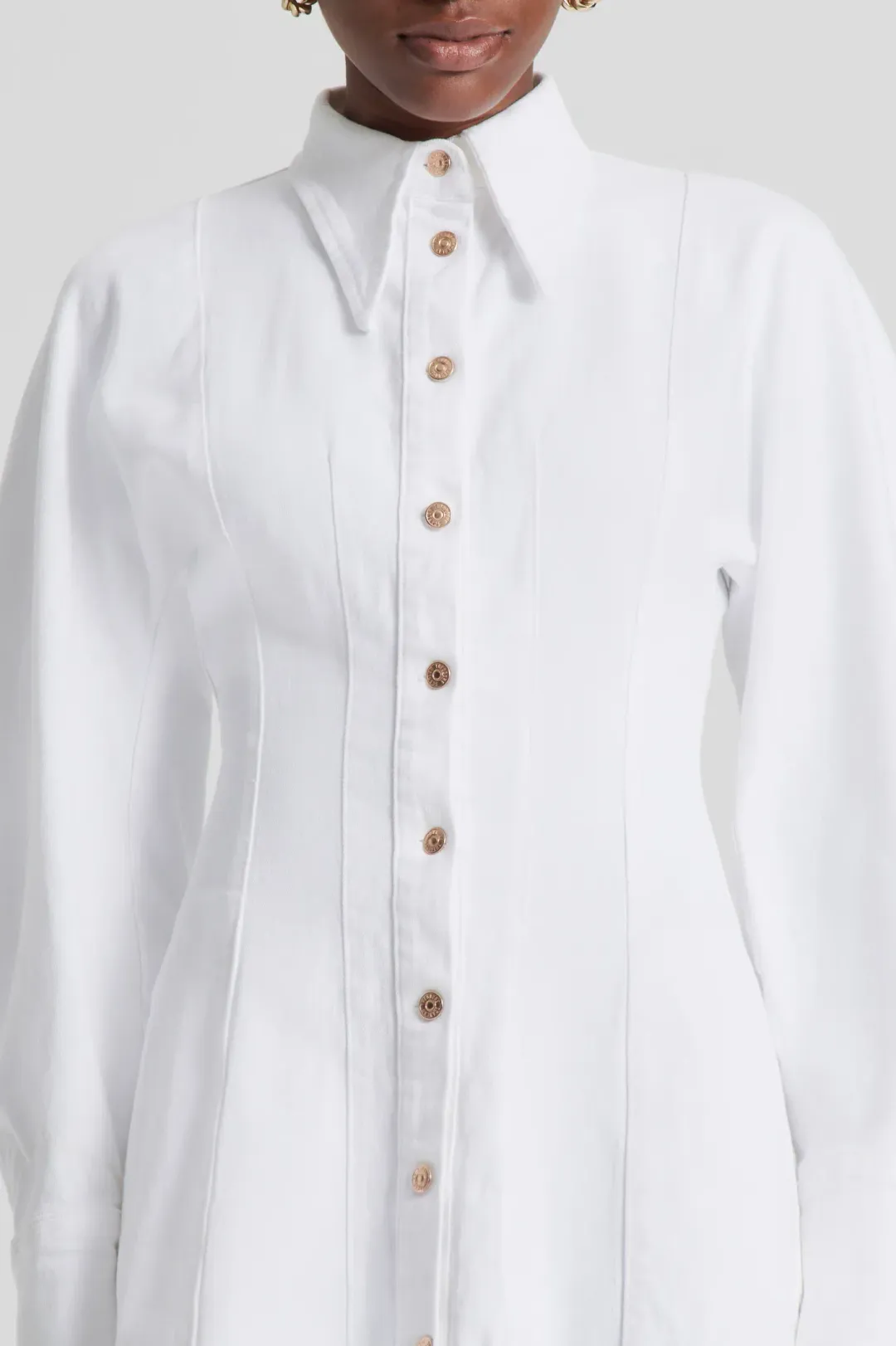 Scanlan Theodore Denim Cocoon Sleeve Mini Dress White Size 12 for rent on The Volte - main image