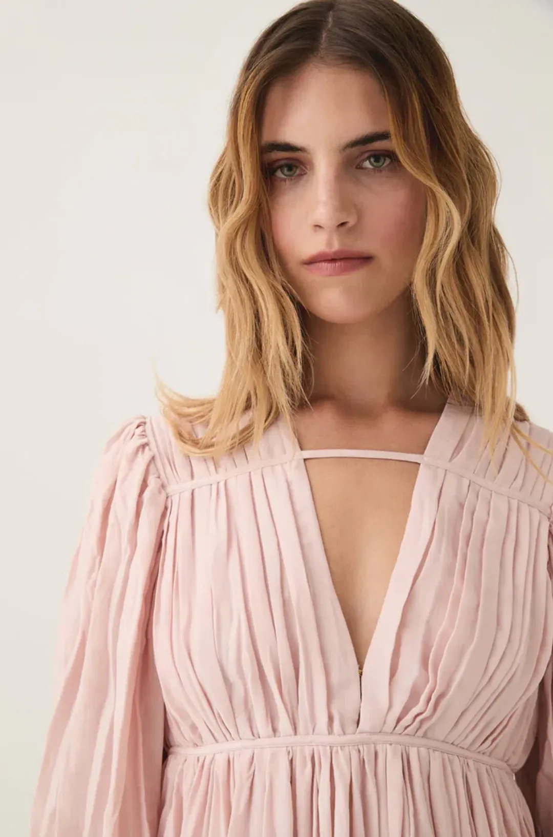 Aje Catalyst Pleated Midi Dress Blush Pink Size AU 14  for rent on The Volte - main image