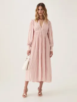 Aje Catalyst Pleated Midi Dress Blush Pink Size AU 14  for rent on The Volte - image 1
