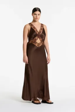 Sir the Label Aries Cut Out Lace Gown Chocolate Brown Size 3 / AU 12 for rent on The Volte - image 2