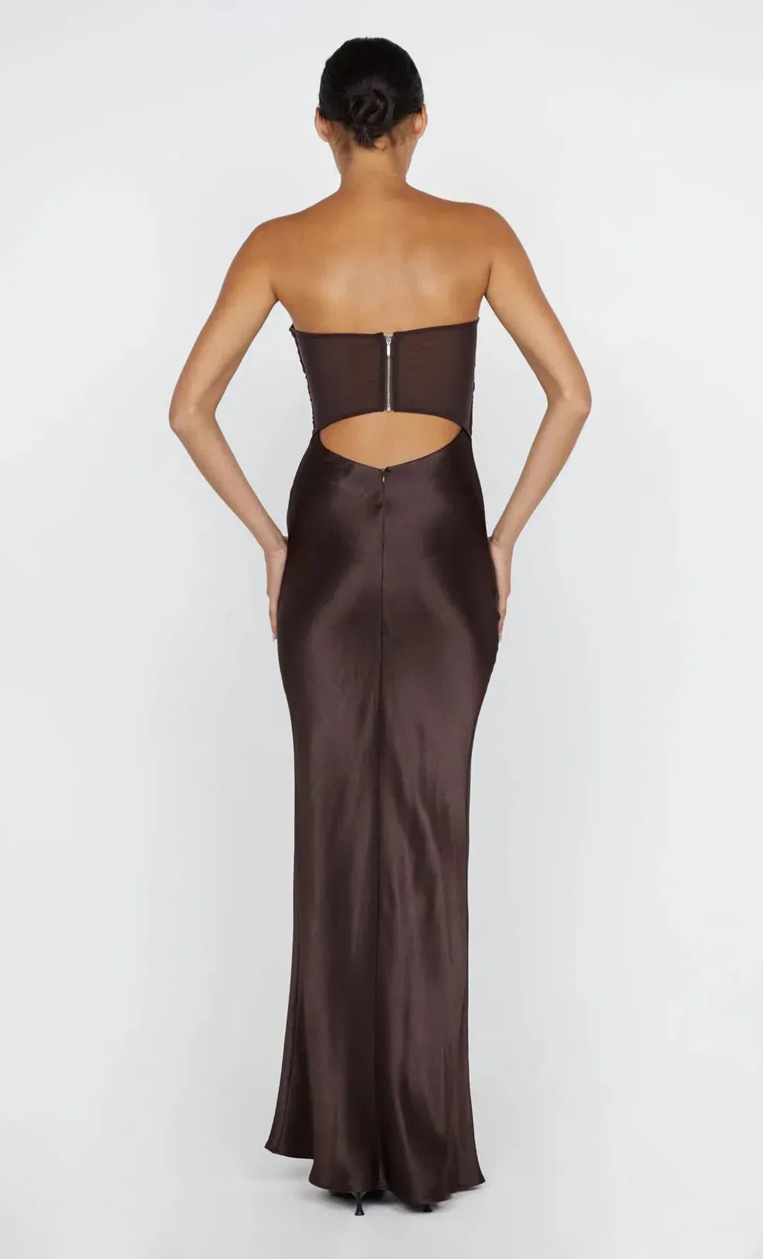 Bec & Bridge Halle Strapless Dress Chocolate Size 6 for rent on The Volte - main image