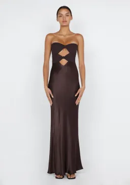 Bec & Bridge Halle Strapless Dress Chocolate Size 6 for rent on The Volte - image 1