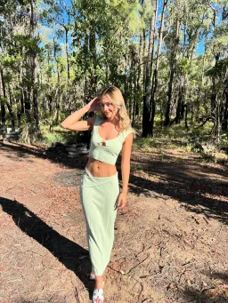 Amiss The Label Joanne Top and Skirt Set Green Size S / AU 8 for rent on The Volte - image 2