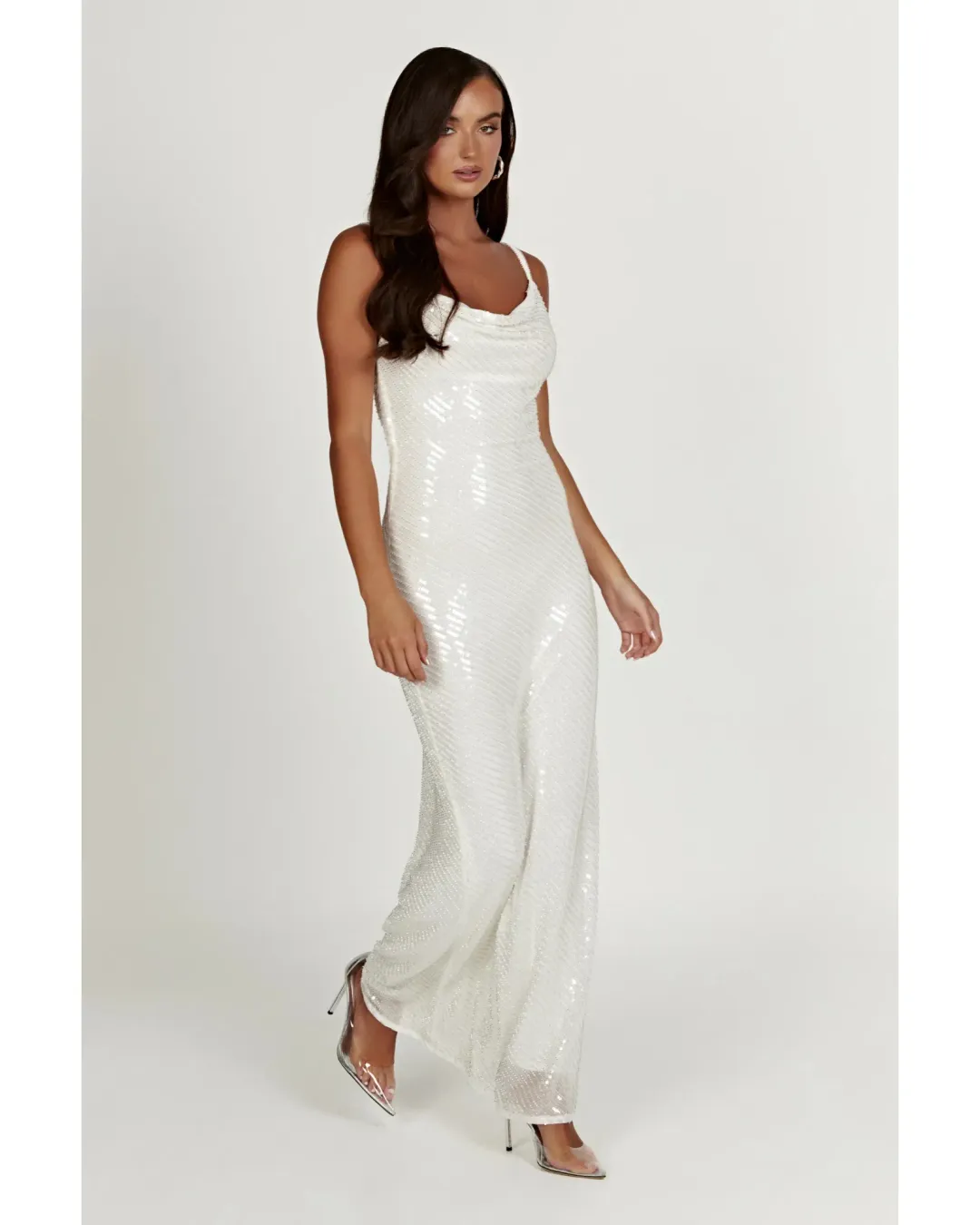 Meshki Marise Sequin Gown White Size XS / AU 8  for rent on The Volte - main image