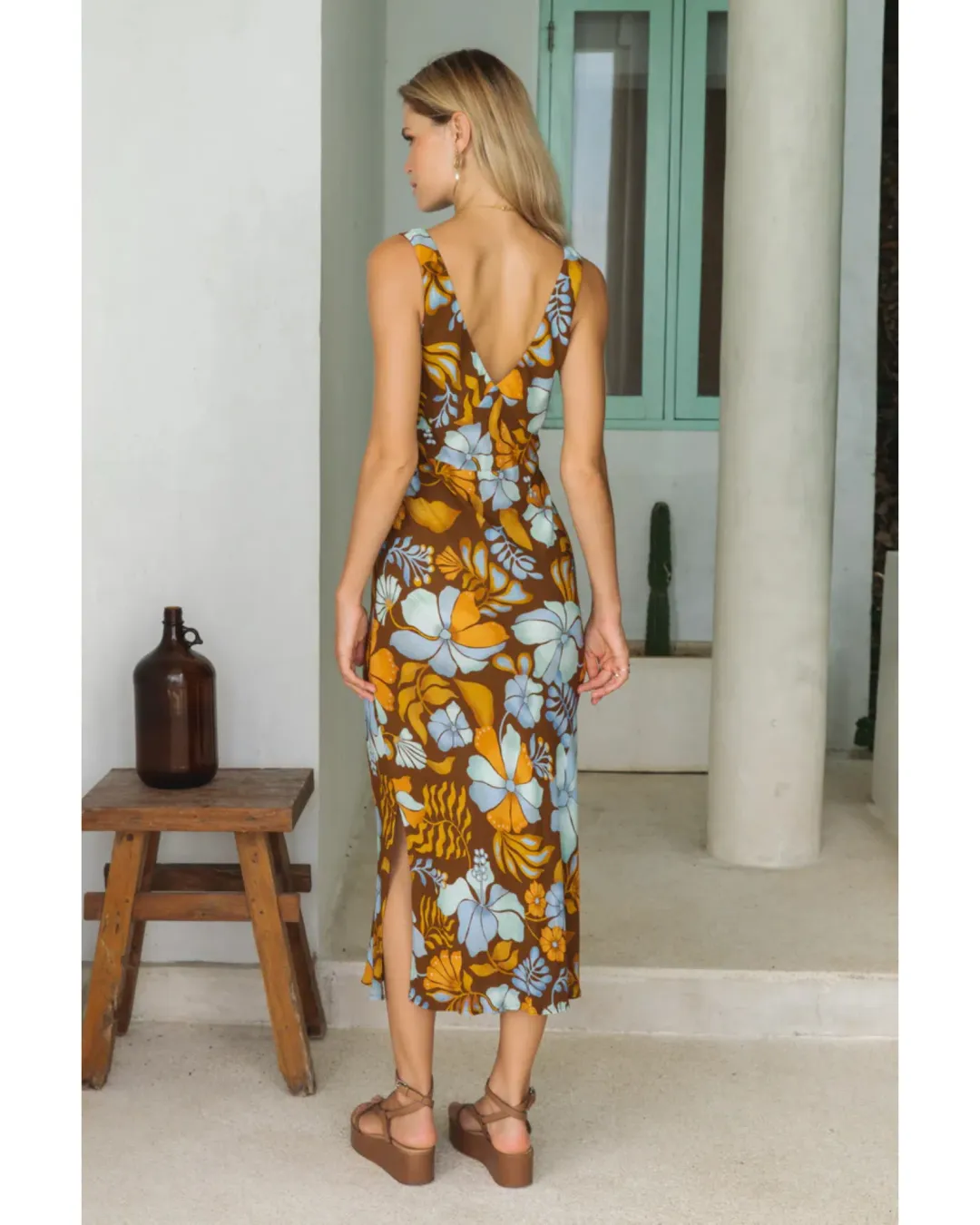 Nine Lives Bazaar Sara Bias Midi Dress Bamboo Size AU 10 for rent on The Volte - main image