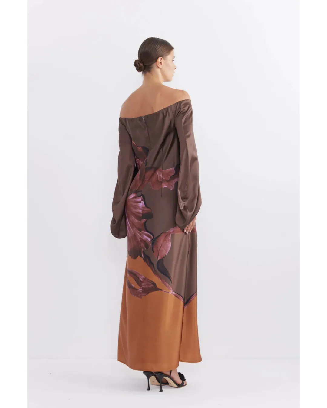 Pasduchas Moon Flower Sleeve Midi Dress Fudge Size AU 10 for rent on The Volte - main image