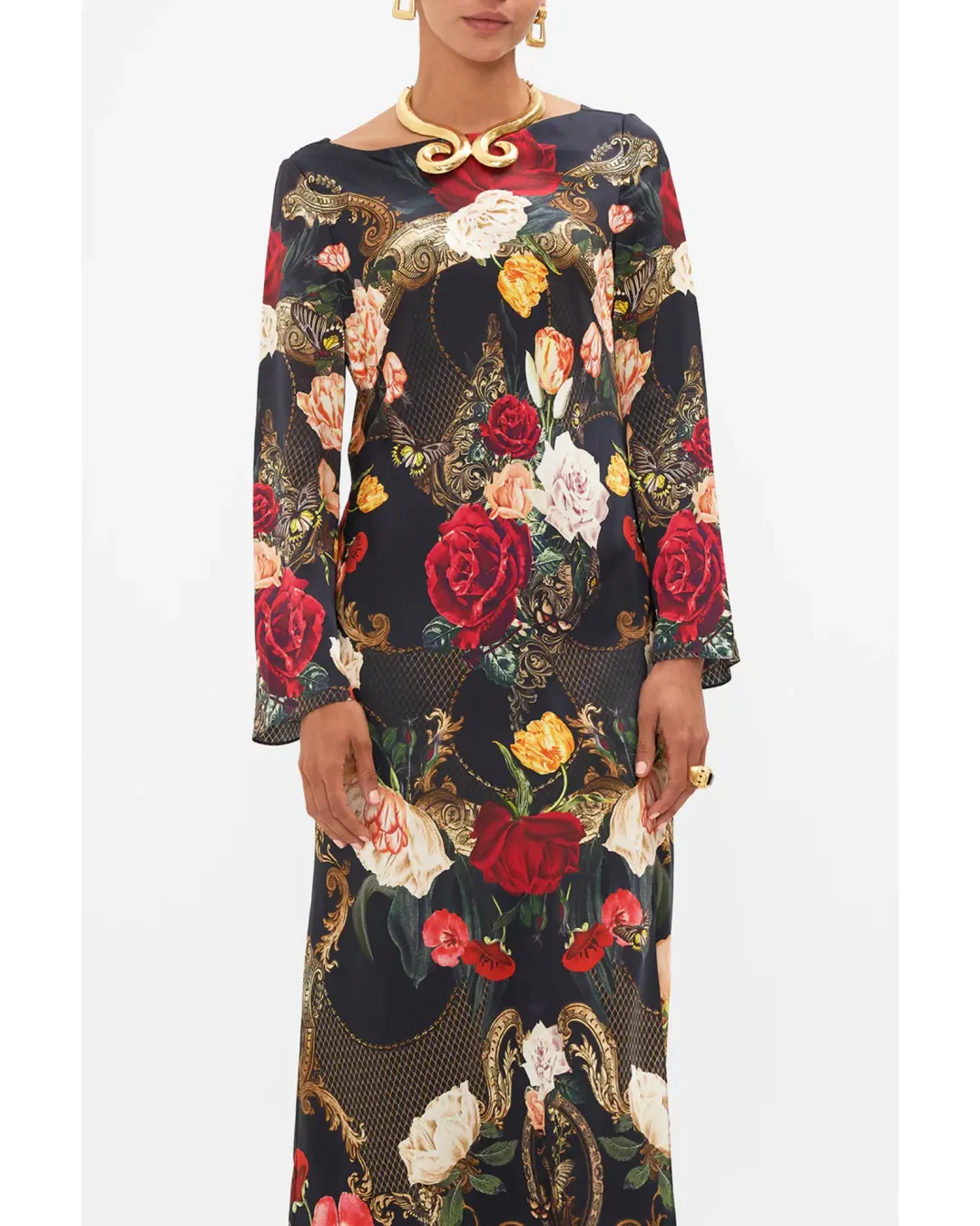 Camilla Long Sleeve Bias Dress The Magic In The Manuscripts Size AU 12 for rent on The Volte - main image