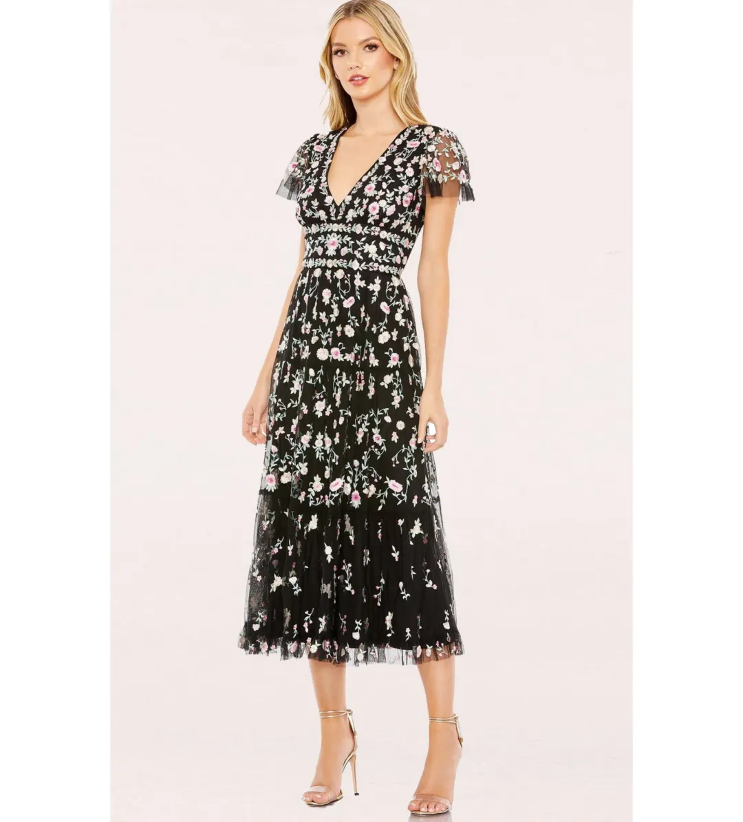 Sascha Drake Camille Embroidered Midi Dress In Black Size 16 for rent on The Volte - main image