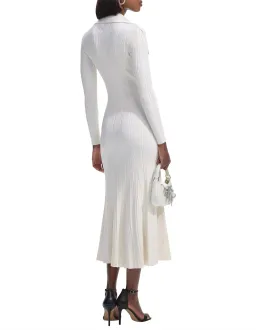 Self Portrait Ribbed Knit Midi Dress Cream Size 8  for rent on The Volte - image 2