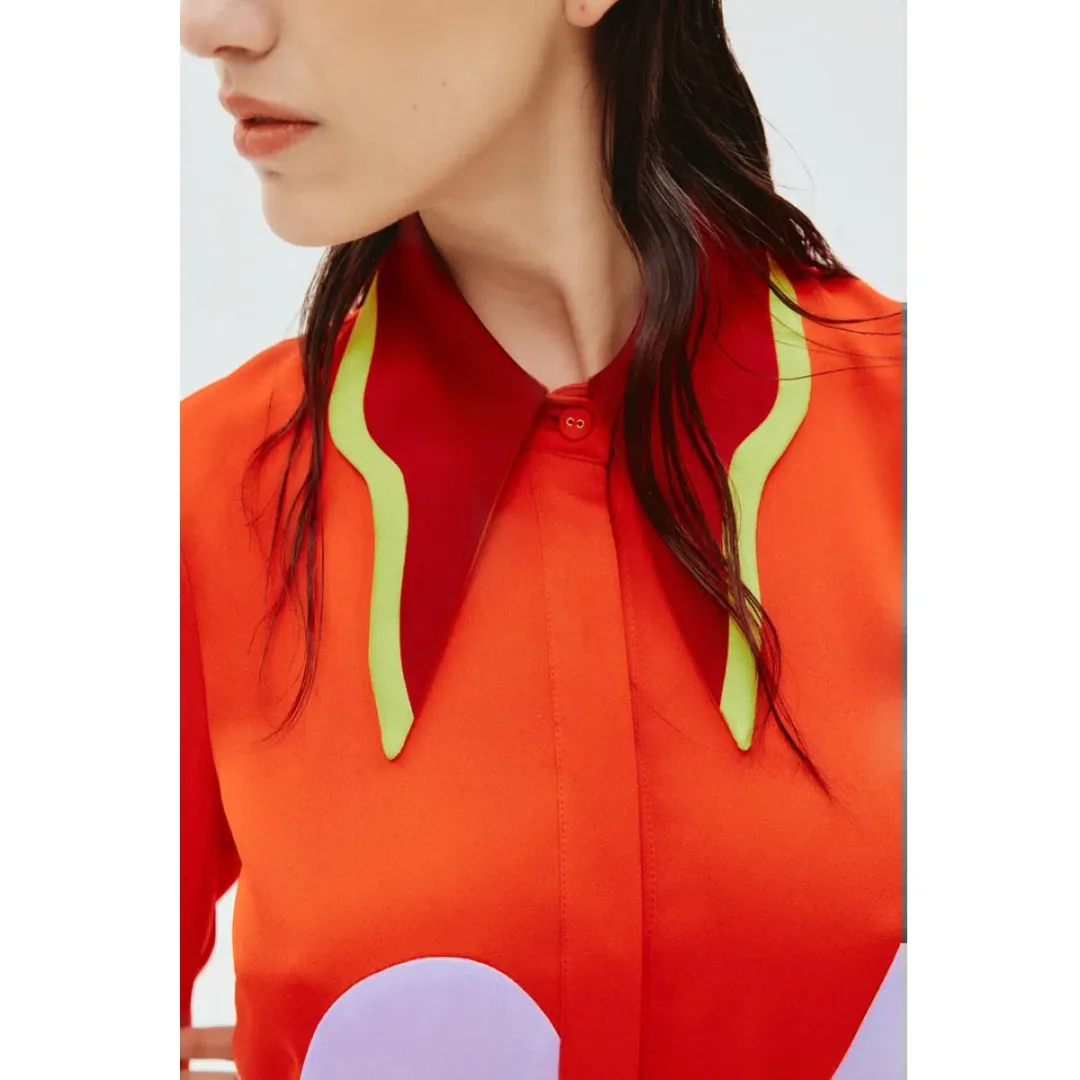 Alemais The Five Shirtdress Red Multi Size 8  for rent on The Volte - main image