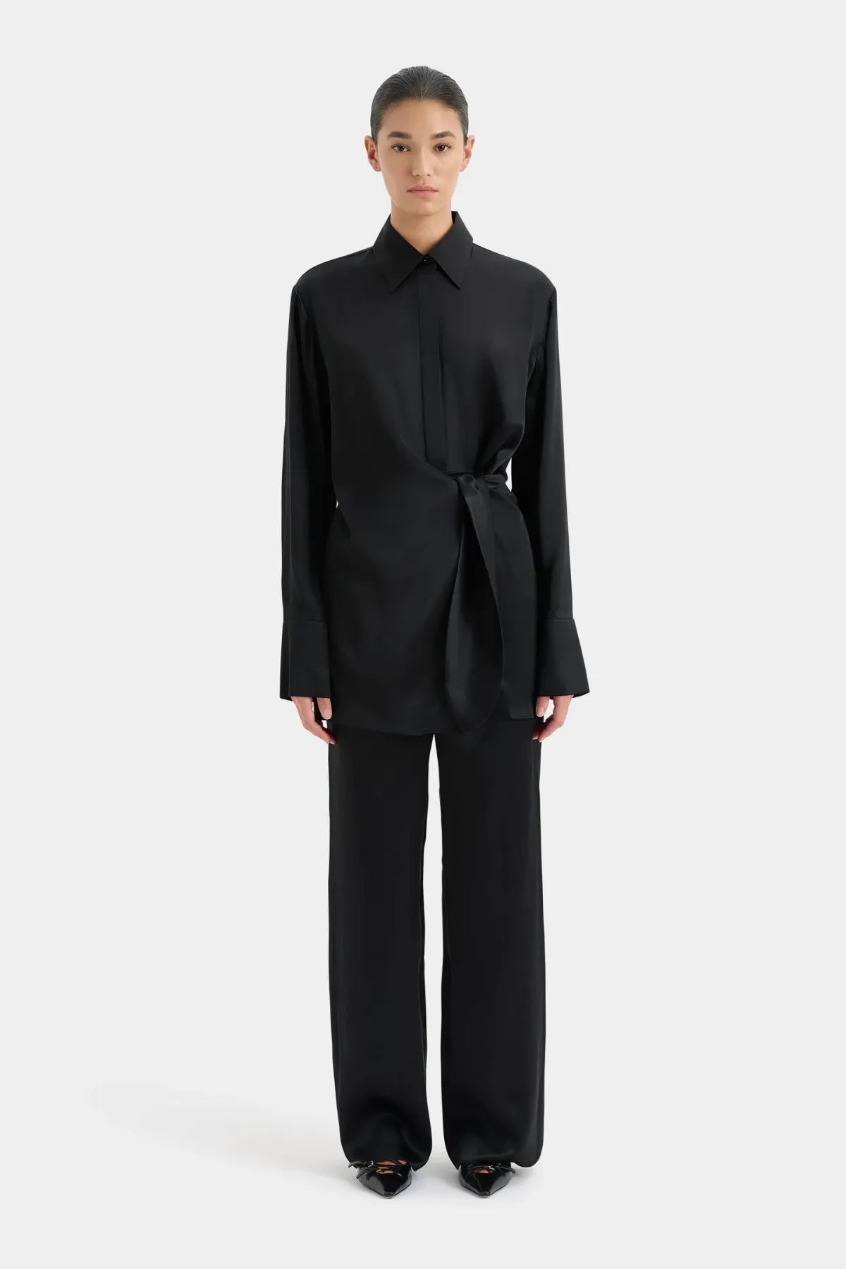 Sir the Label Sorrento Shirt Dress and Pant Set in Black Size AU 10 for rent on The Volte - main image