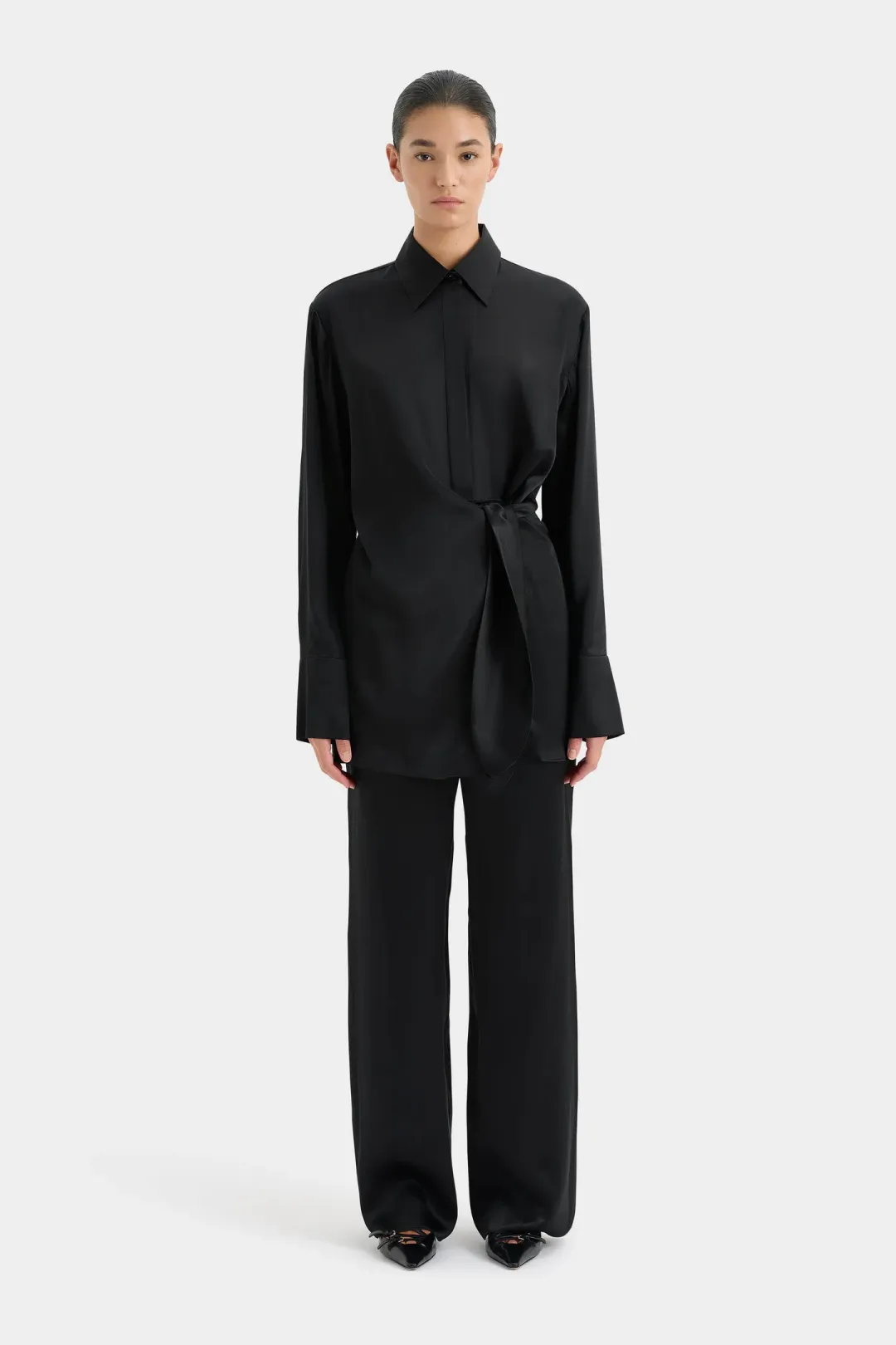 Sir the Label Sorrento Shirt Dress in Black Size AU 10 for rent on The Volte - main image