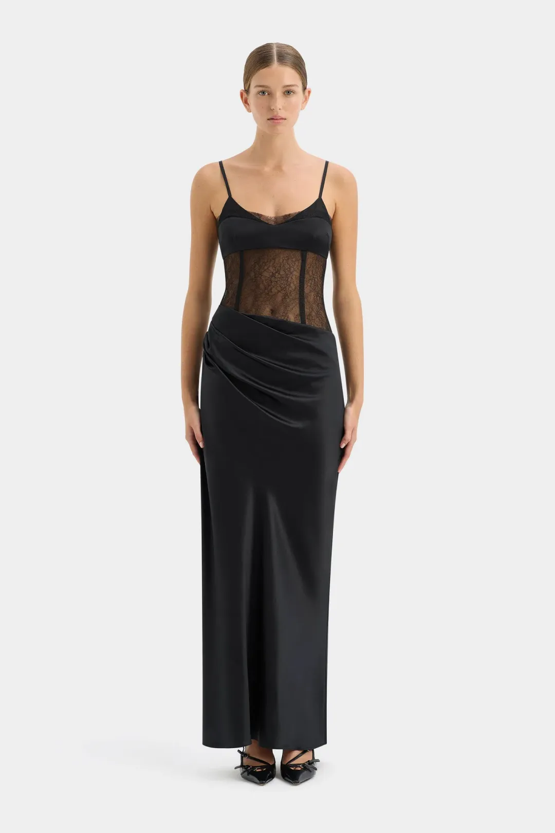 Sir the Label The Dunya Draped Gown in Black Size AU 8 for rent on The Volte - main image