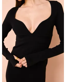 Sir the Label Helena Long Sleeve Midi Dress In Black Size 1 / AU 8 for rent on The Volte - image 2