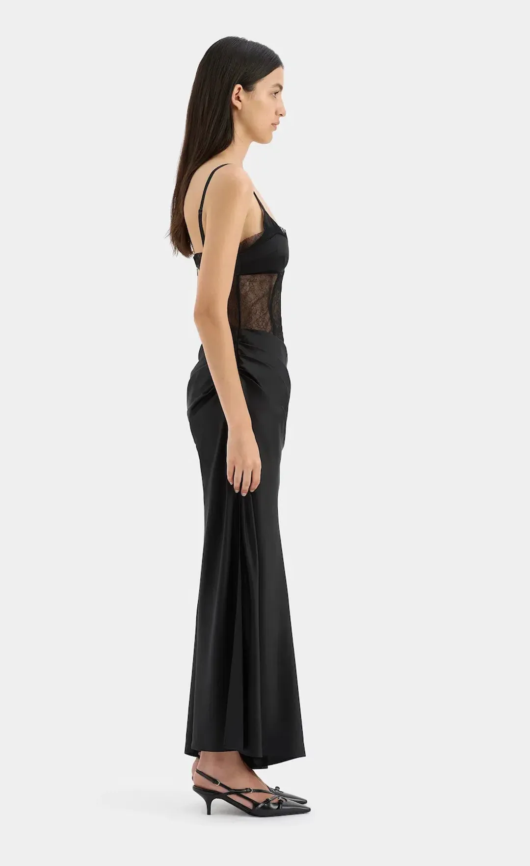 Sir the Label Dunya Draped Gown Black Size AU 8 for rent on The Volte - main image