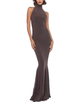 Norma Kamali Halter Turtle Fishtail Gown Chocolate Brown Size 8 for rent on The Volte - image 1