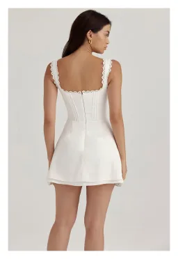 House of CB Tilly Pin Tuck Mini Dress White Size XS/ AU 6 for rent on The Volte - image 3