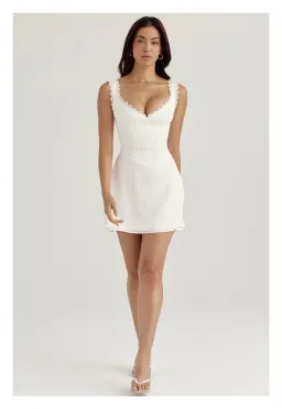 House of CB Tilly Pin Tuck Mini Dress White Size XS/ AU 6 for rent on The Volte - image 1