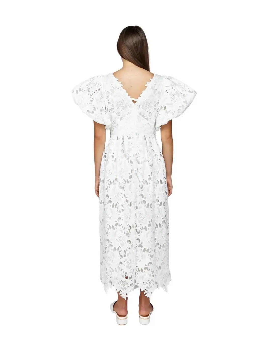 Leo Lin Jennifer V Neck Midi Dress White Size 14 for rent on The Volte - main image