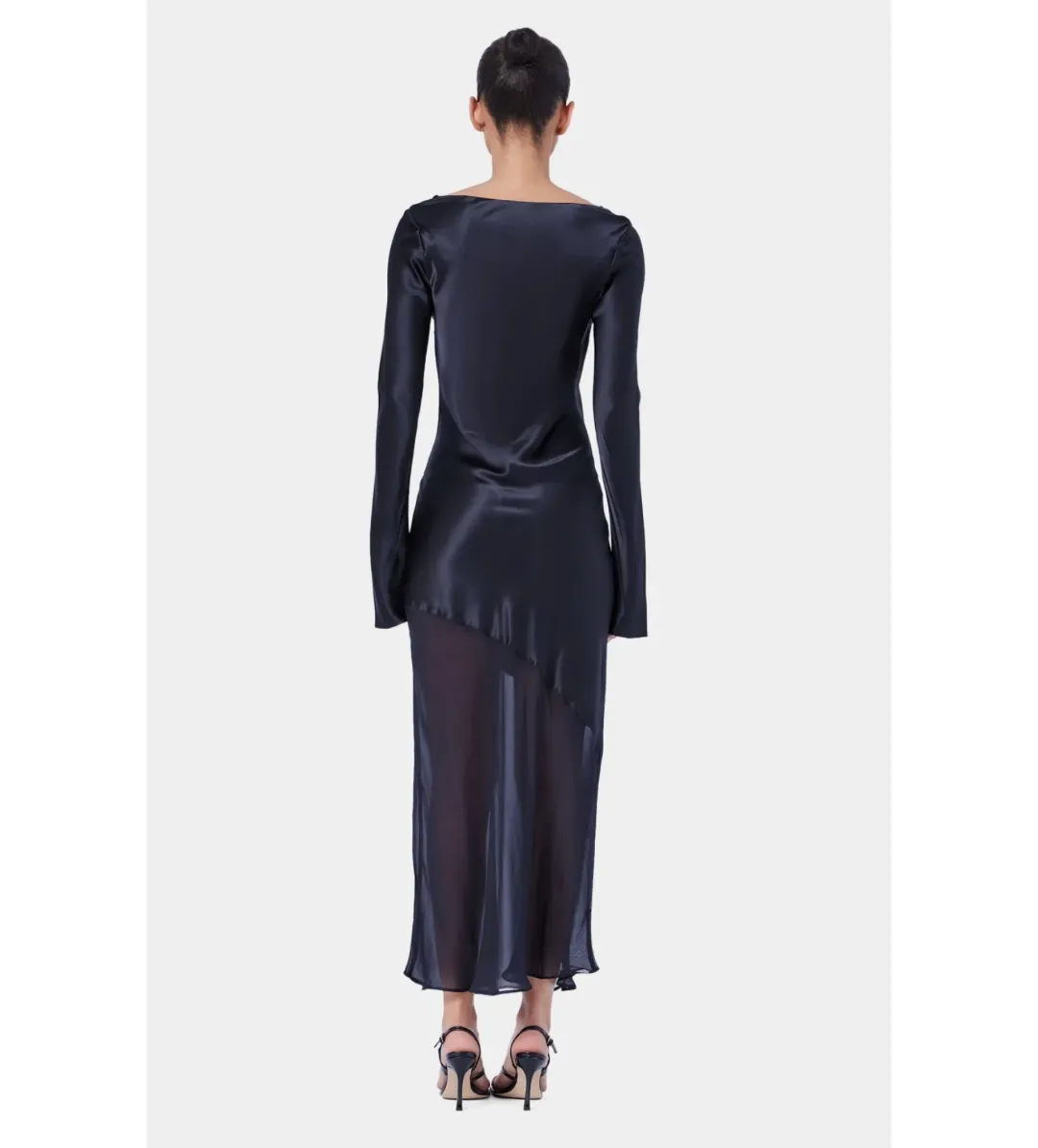Ginia Asym Splice LS Dress Black Size 12 for rent on The Volte - main image