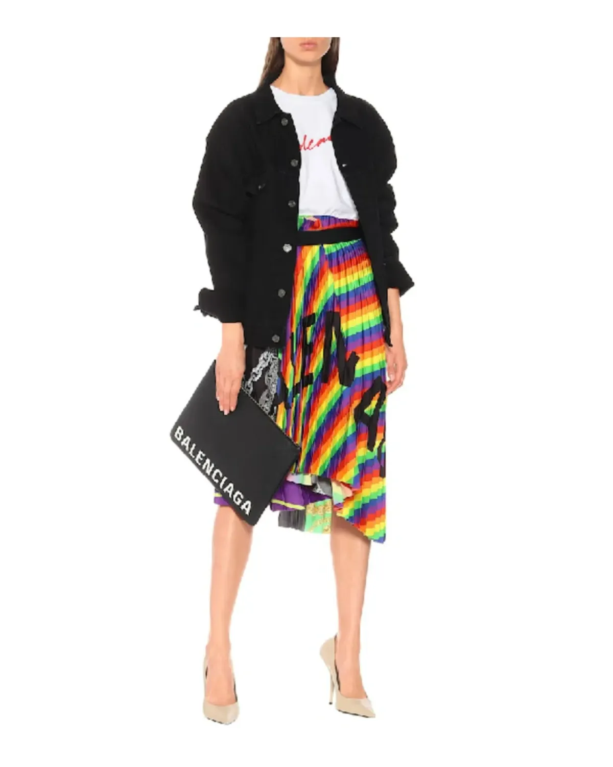 Balenciaga Rainbow Scarf Pleated Skirt Multi Size 8 for rent on The Volte - main image