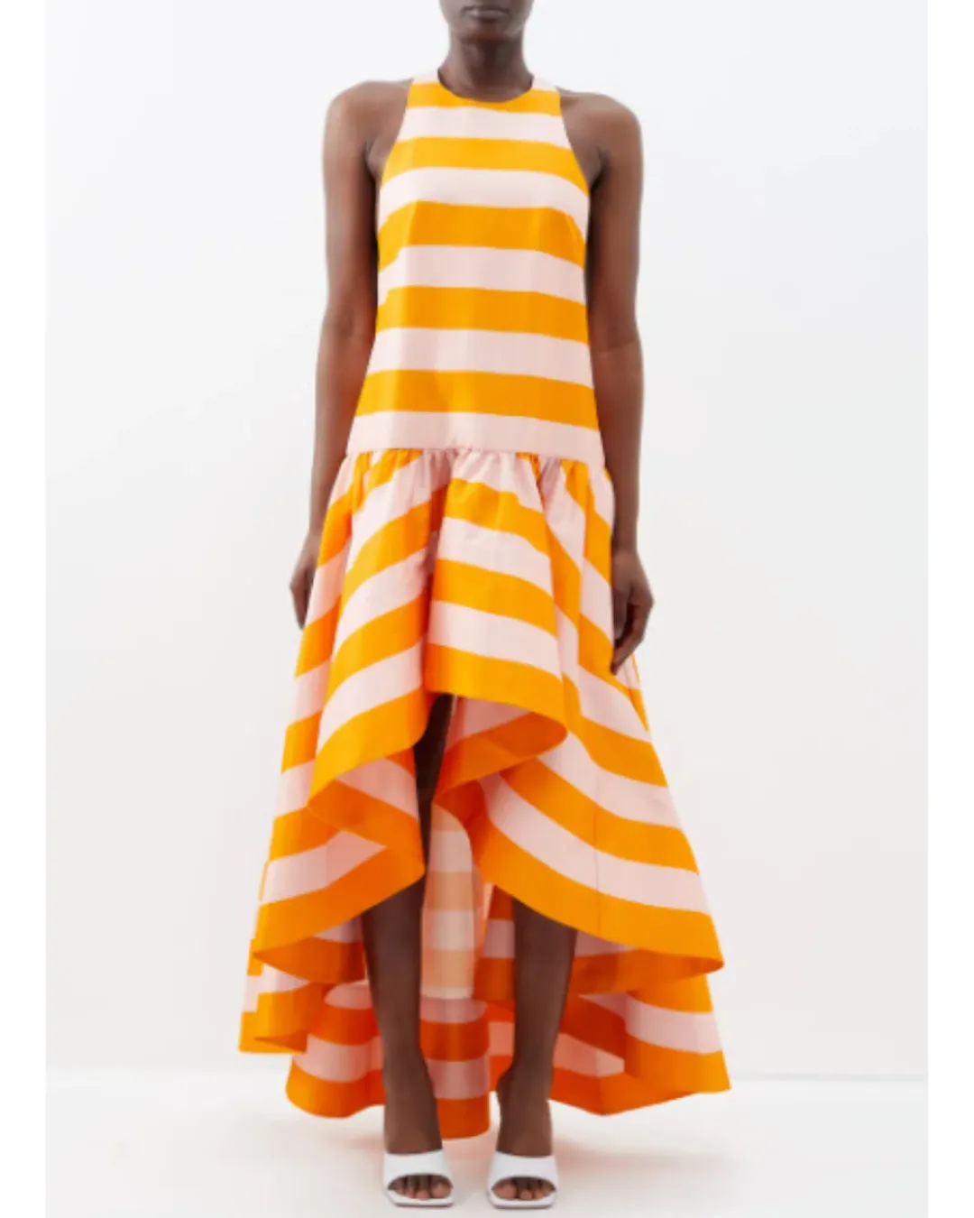Zimmermann Tama High Neck Midi Dress Pink and Orange Stripe Size 3 / AU 12 for rent on The Volte - main image