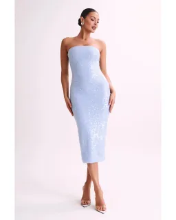 Meshki Nevada Strapless Sequin Midi Dress Ice Blue Size AU 6 for rent on The Volte - image 1