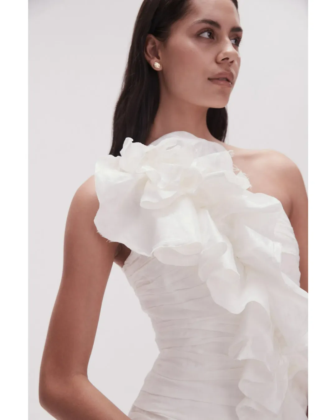 Aje Adelia Ruffle Mini Dress Ivory Size AU 12 for rent on The Volte - main image