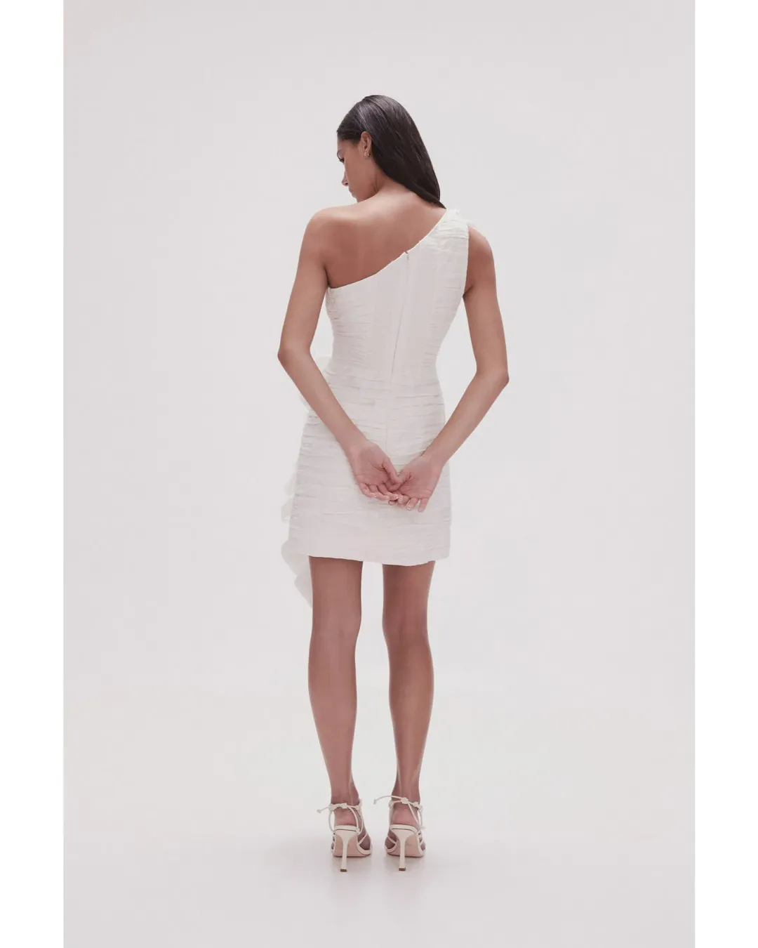 Aje Adelia Ruffle Mini Dress Ivory Size AU 12 for rent on The Volte - main image