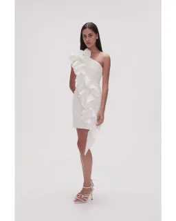 Aje Adelia Ruffle Mini Dress Ivory Size AU 12 for rent on The Volte - image 2
