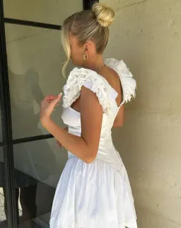 Aje Simone Frill Dress White Size 6 for rent on The Volte - image 3