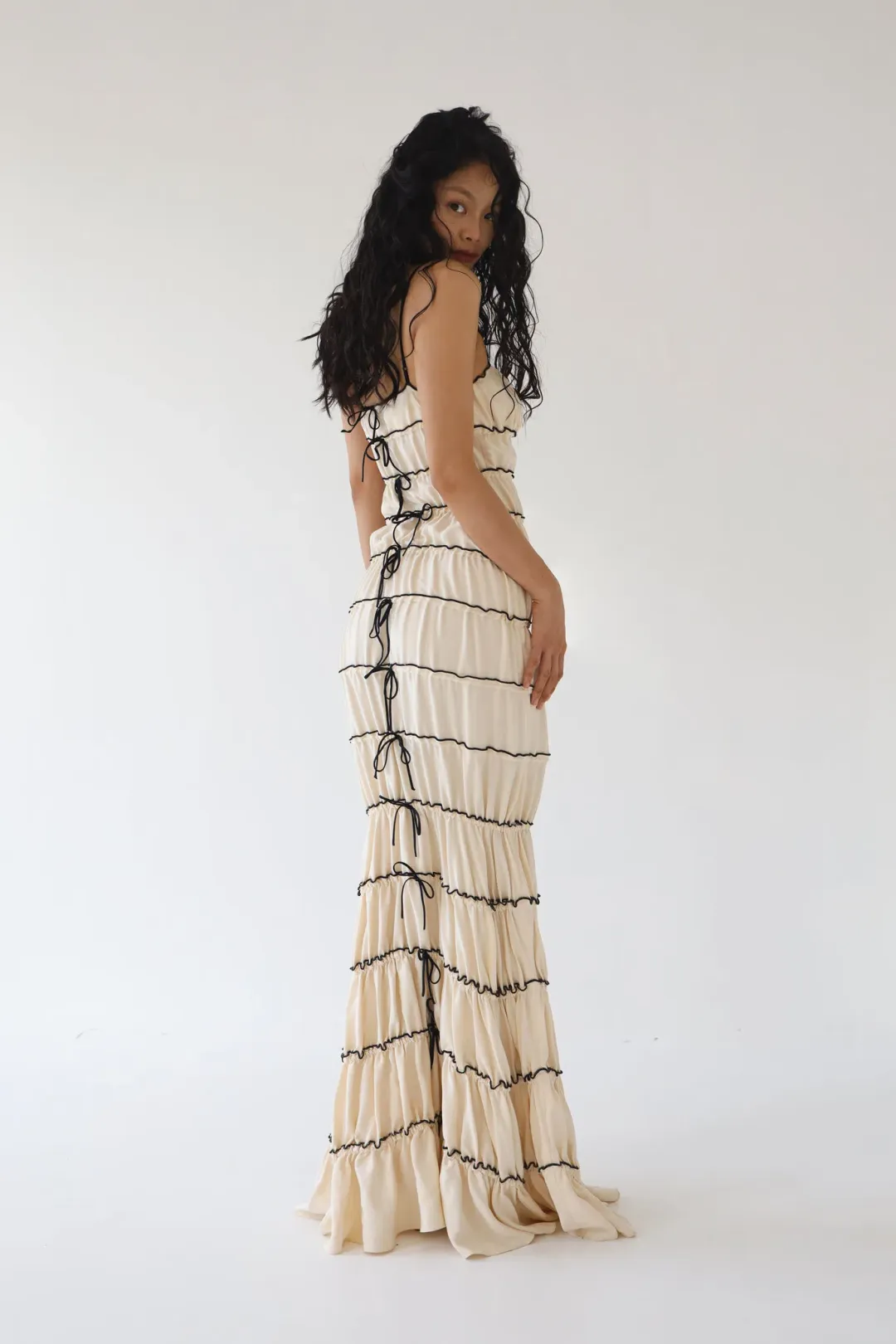 Mirror Palais Tunnel Ruffle Gown Shell Size 8 for rent on The Volte - main image