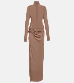 Magda Butrym Floral Applique Jersey Maxi Dress Nude Size 38/ AU 8 for rent on The Volte - image 7