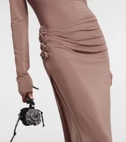 Magda Butrym Floral Applique Jersey Maxi Dress Nude Size 38/ AU 8 for rent on The Volte - image 5