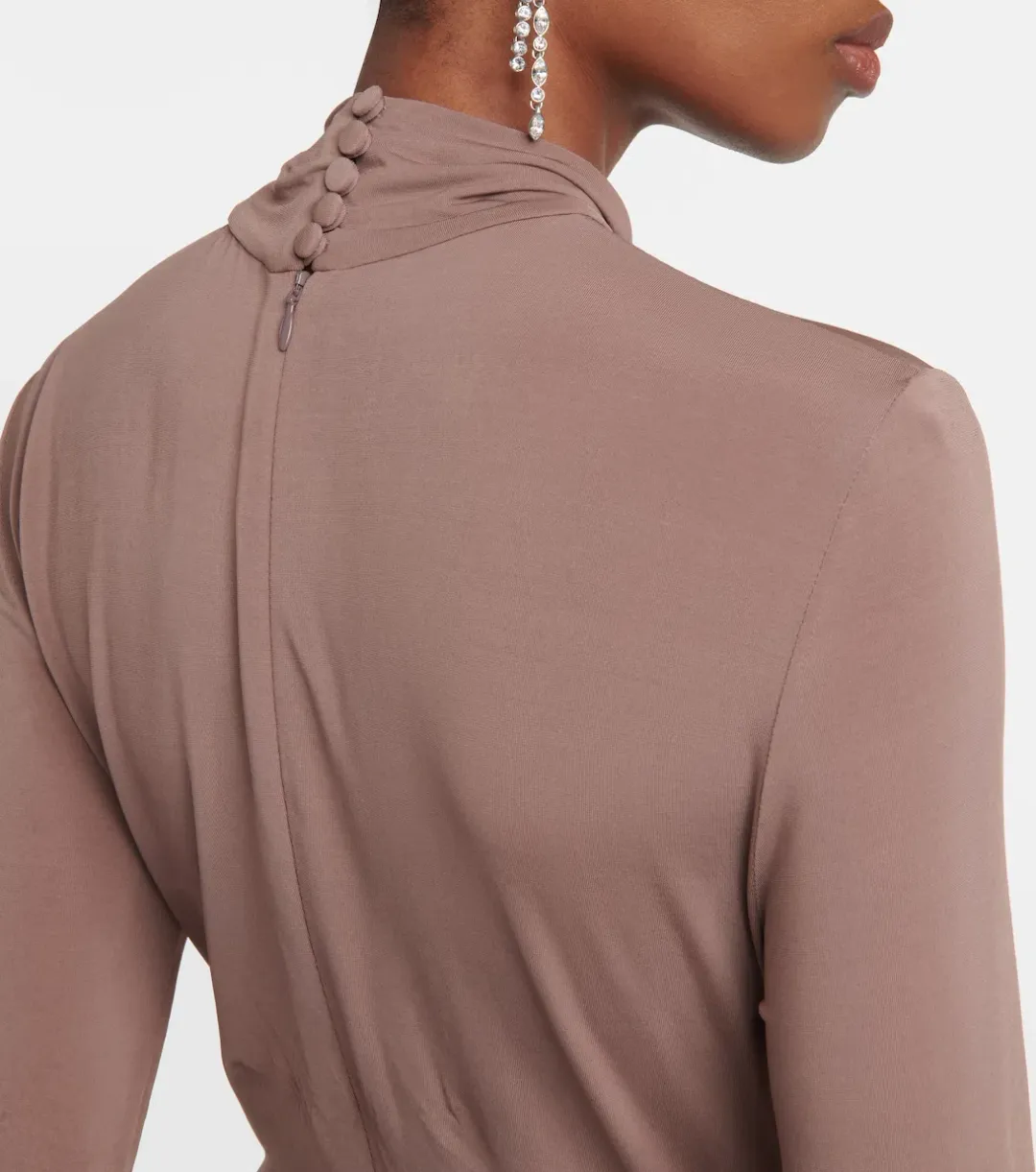 Magda Butrym Floral Applique Jersey Maxi Dress Nude Size 38/ AU 8 for rent on The Volte - main image