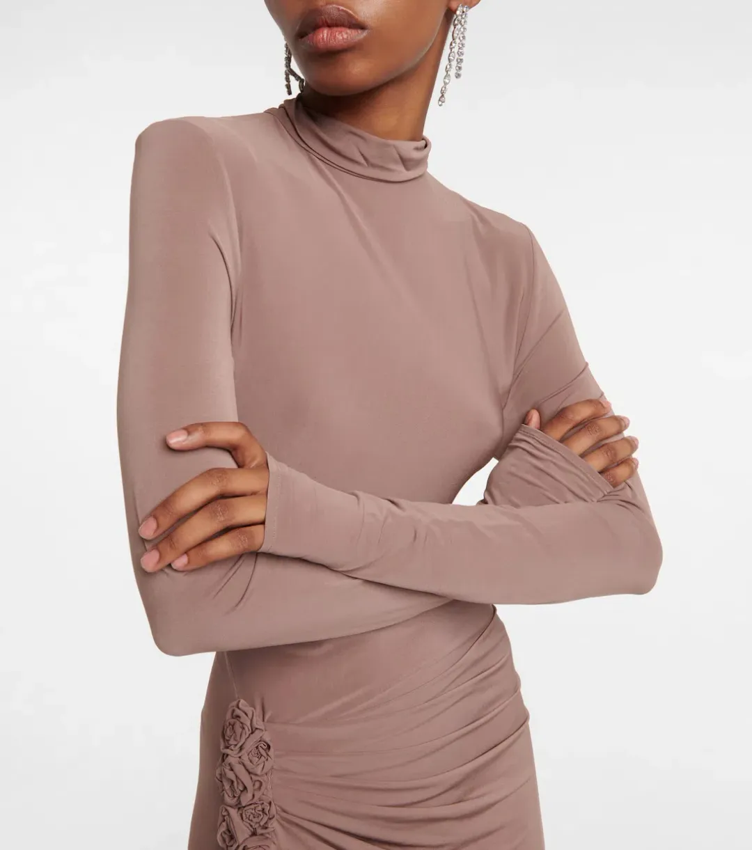 Magda Butrym Floral Applique Jersey Maxi Dress Nude Size 38/ AU 8 for rent on The Volte - main image