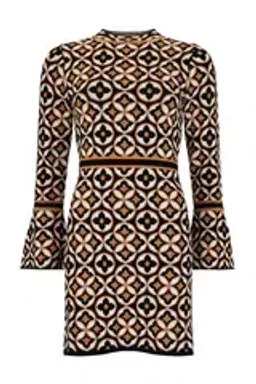 Nine Lives Bazaar Mitzy Knit Dress Deco Mini Gold & Black Size S/M  / AU 8 for rent on The Volte - image 3