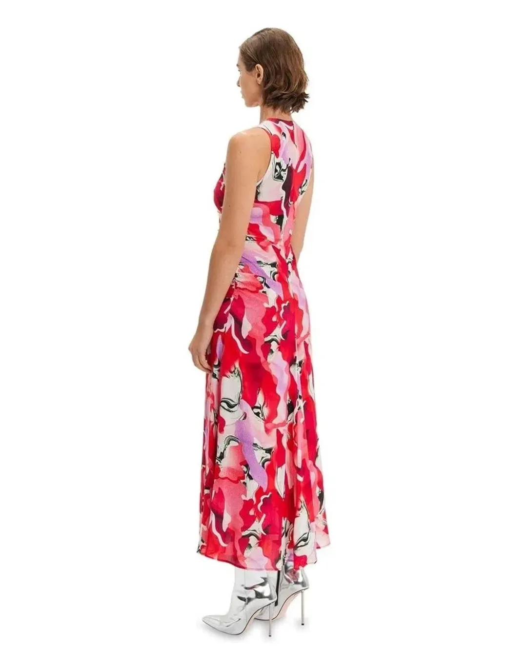 Cue Ruched Marble Midi Dress Print Size 10 for rent on The Volte - main image