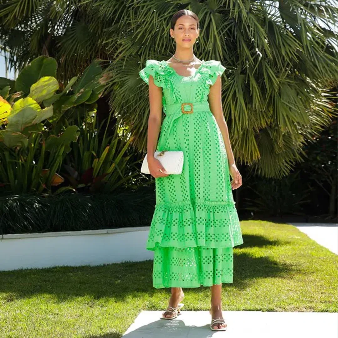 Sacha Drake Waikiki Midi Beach Dress Green Size 14 for rent on The Volte - main image